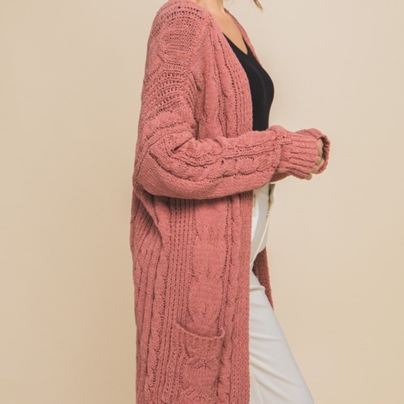 Cozy Chenille Pockets Open Front Loose Fit Cardigan - Picture 6 of 12